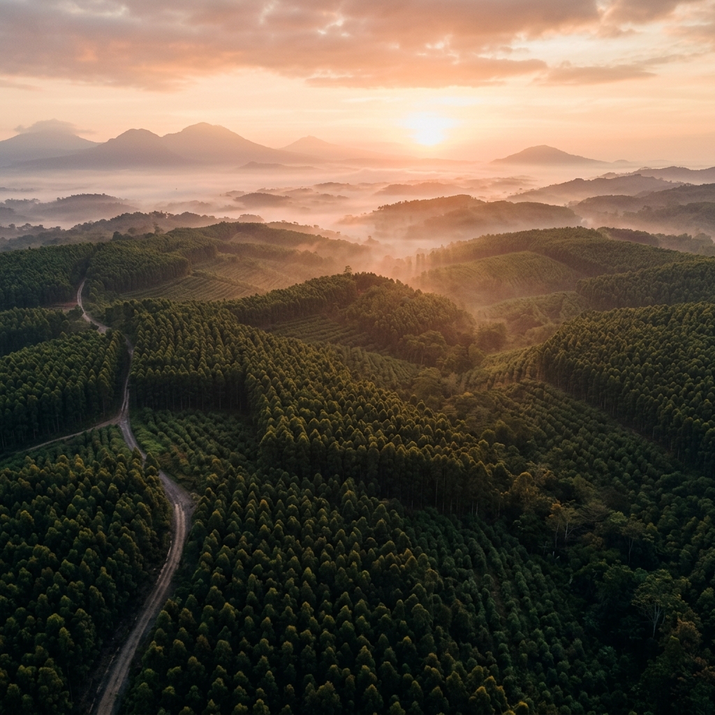 Aerial view of sustainable plantation in Indonesia